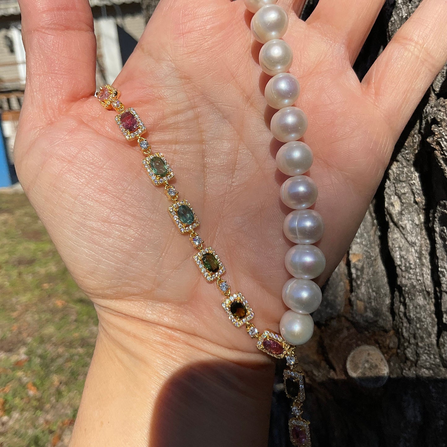 Sterling silver white tourmaline necklace