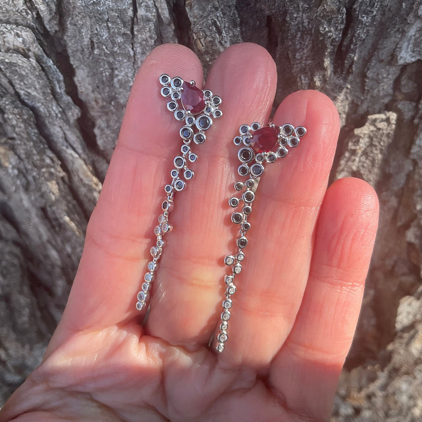 Sterling Silver mozambique garnet Fancy post earrings