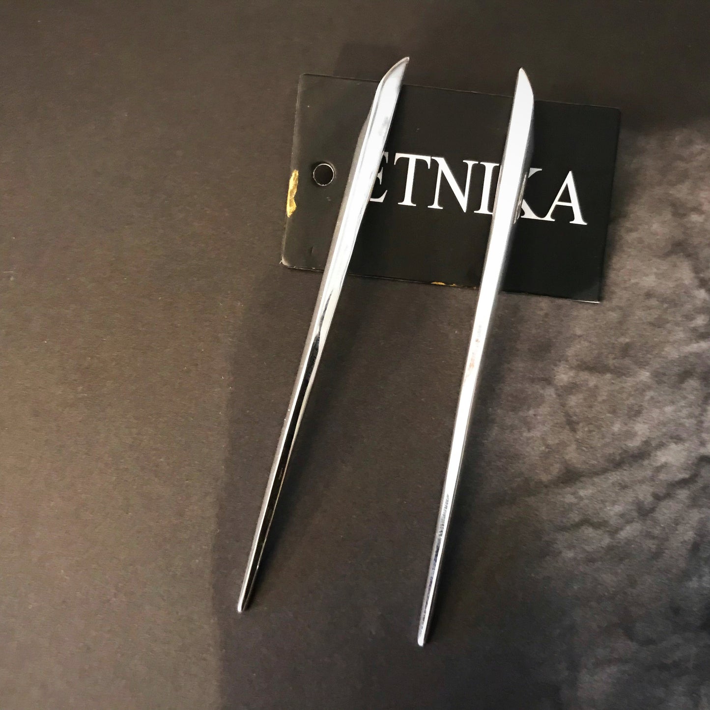 Sterling Silver Spike long bar stud modernist abstract  Earrings