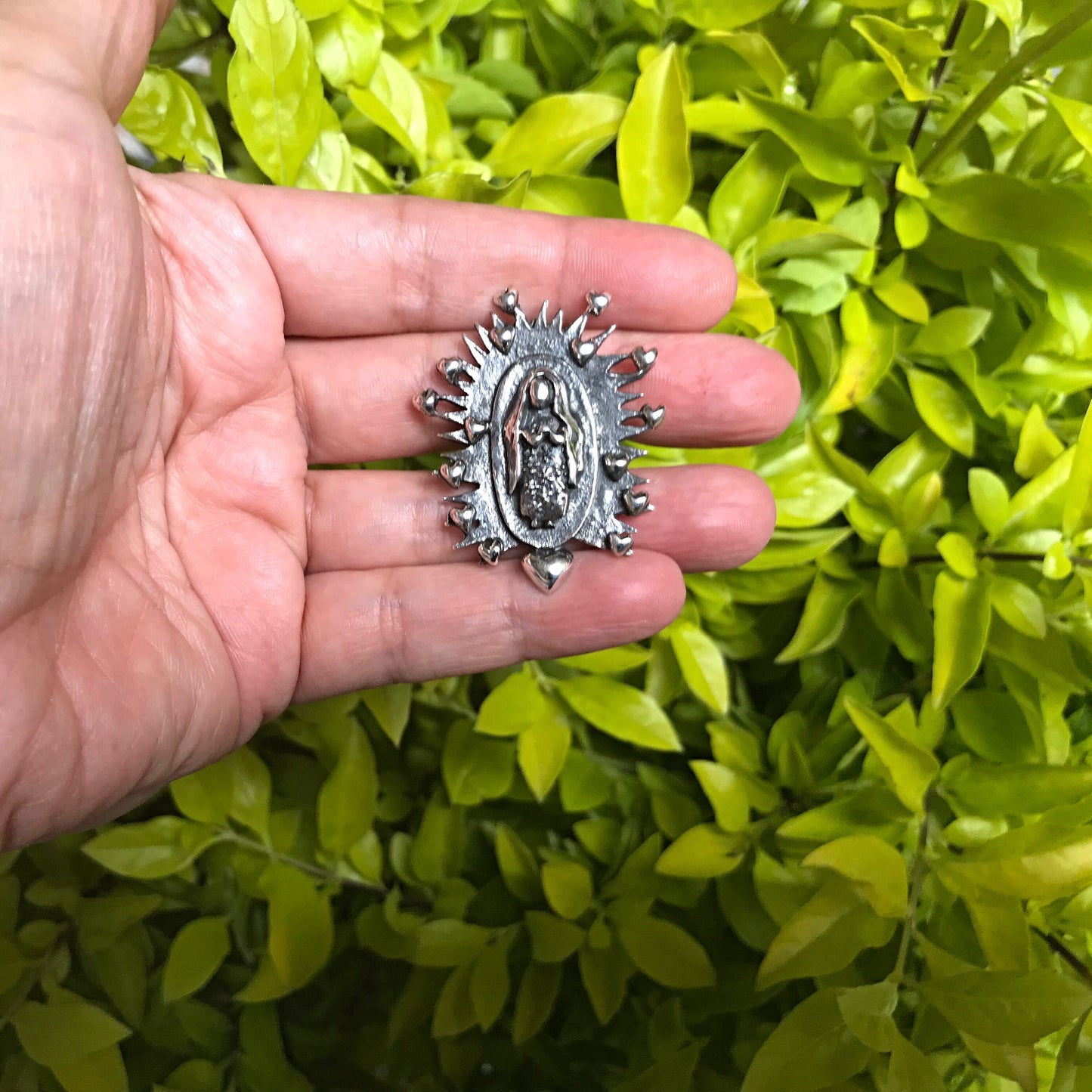 Sterling Silver statement Madonna Virgen Mary Guadalupe pendant for necklace