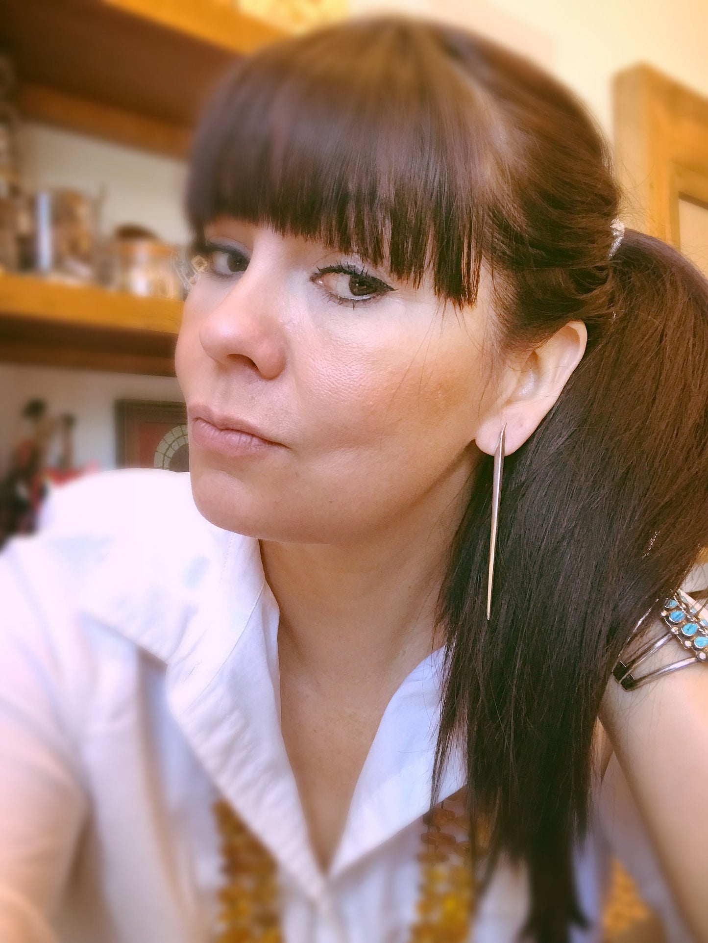 Sterling Silver Spike long bar stud modernist abstract  Earrings