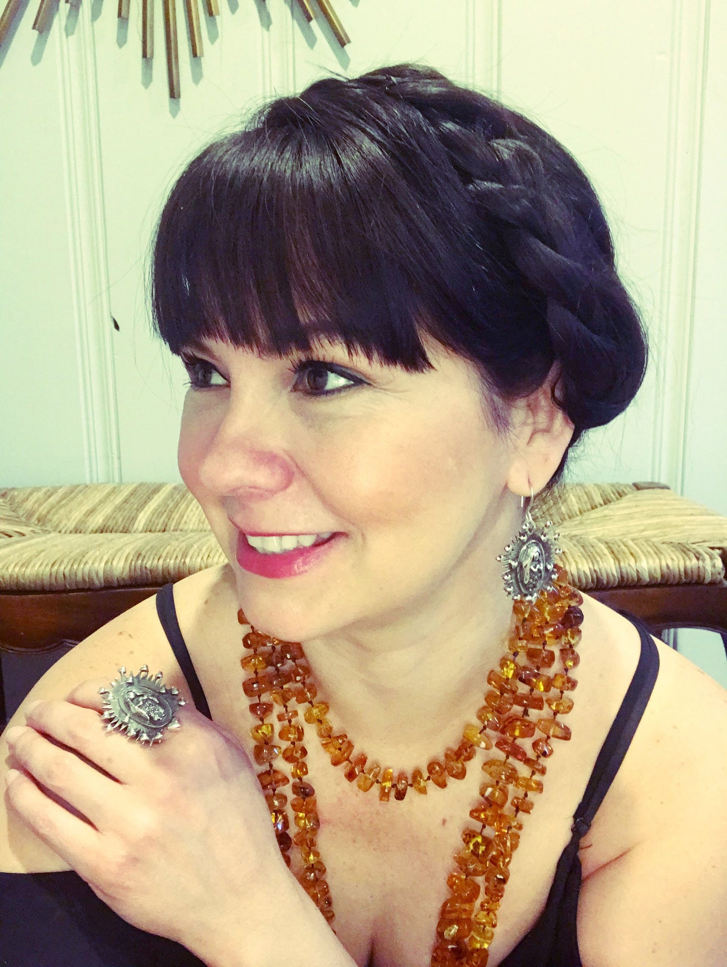 Sterling Silver statement Madonna Virgen Mary Guadalupe pendant for necklace