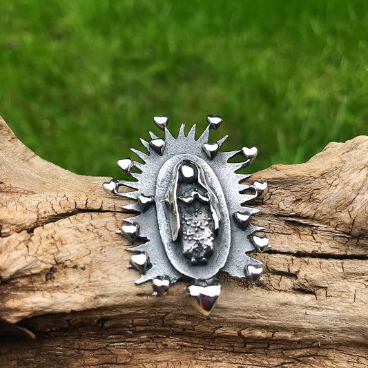 Sterling Silver statement Madonna Virgen Mary Guadalupe pendant for necklace