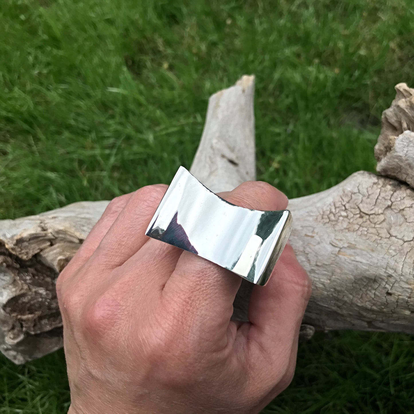 Sterling Silver Modernist Abstract oversize  Statement Ring 6 last one