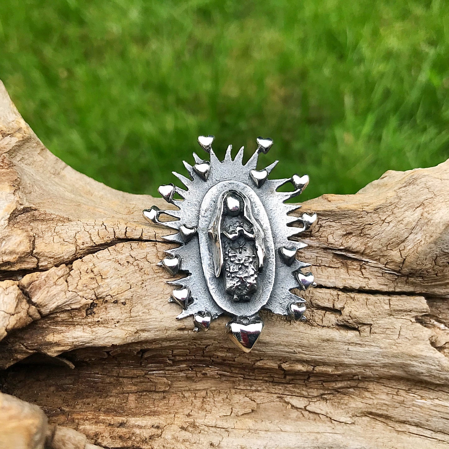 Sterling Silver statement Madonna Virgen Mary Guadalupe pendant for necklace