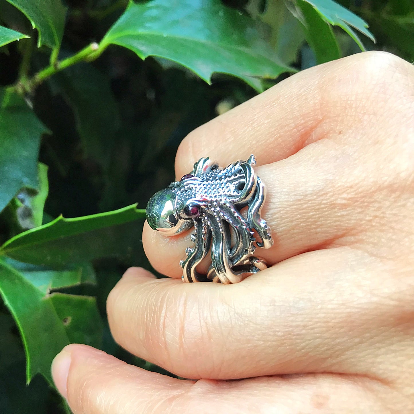 Octopus squid Handmade Sterling Silver Artisan Ring Open ring 5-9