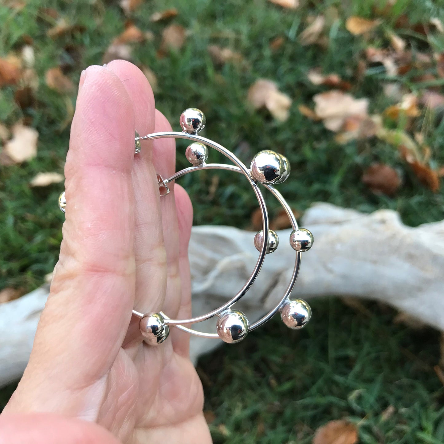 sterling silver Modernist large Hoops light  dangle Earrings