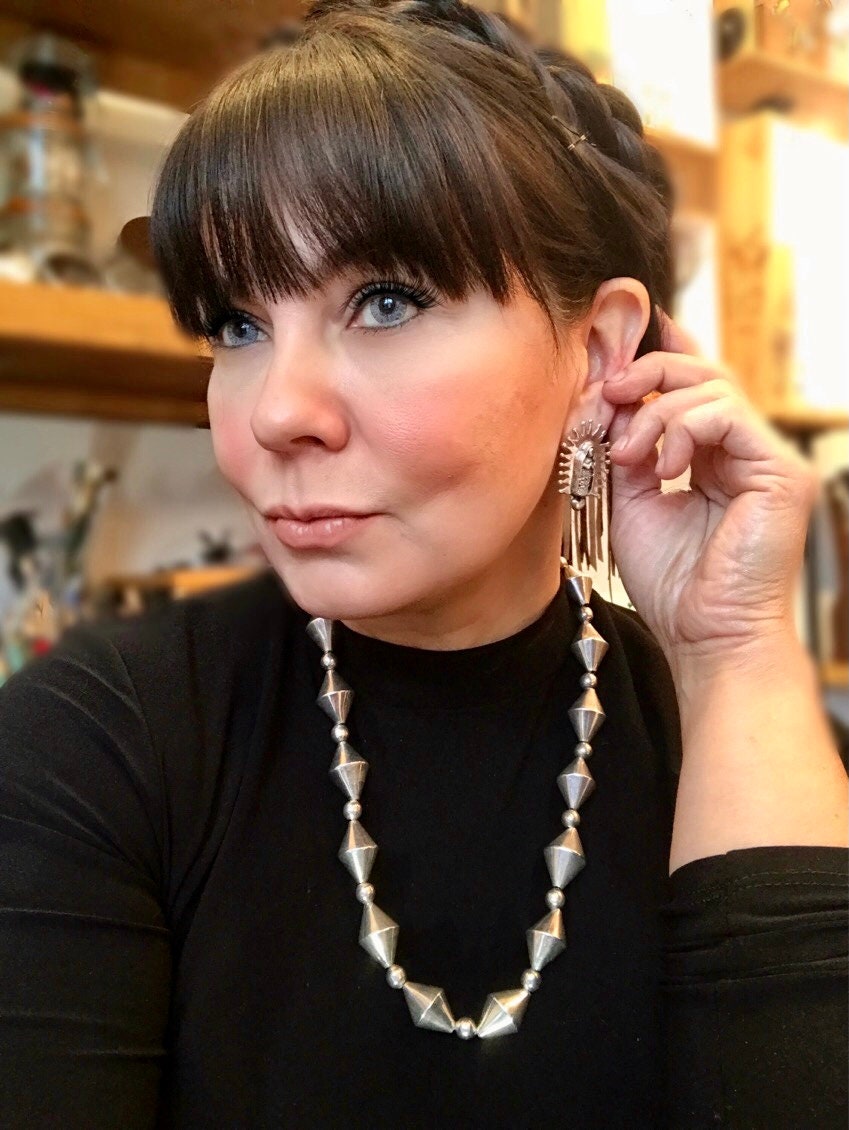 Sterling Silver Madonna Lady Guadalupe post or dangle  earrings