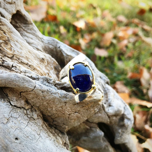 Handmade Sterling Silver Natural Blue Sapphire Ring 6.5