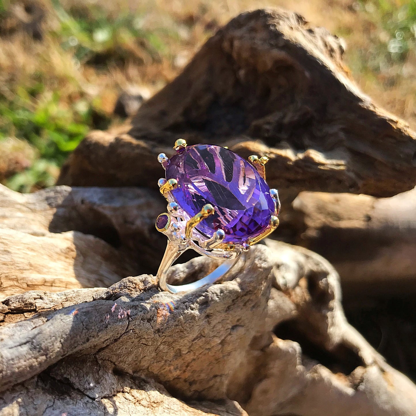 Handmade Sterling Silver Statement Amethyst Ring 8