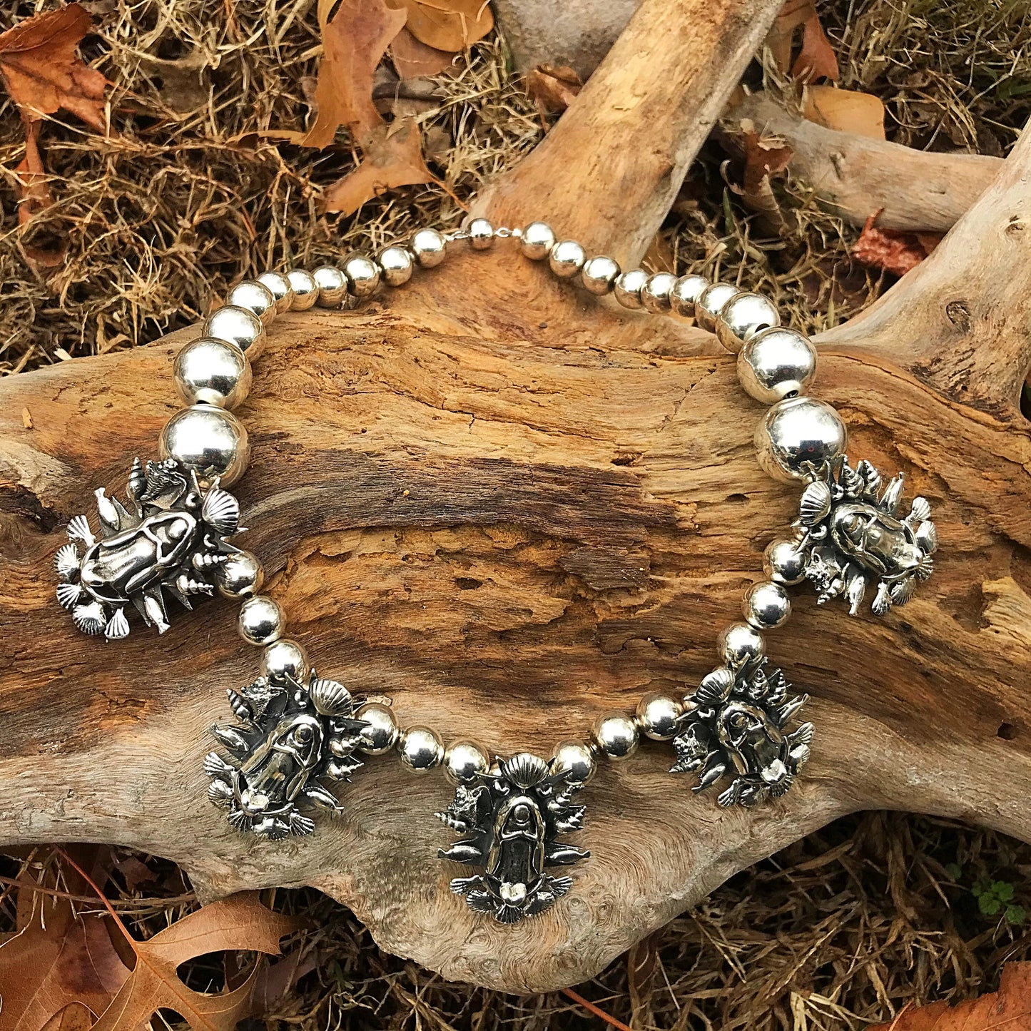 Sterling silver maddona handcrafted necklace Colors Of Etnika