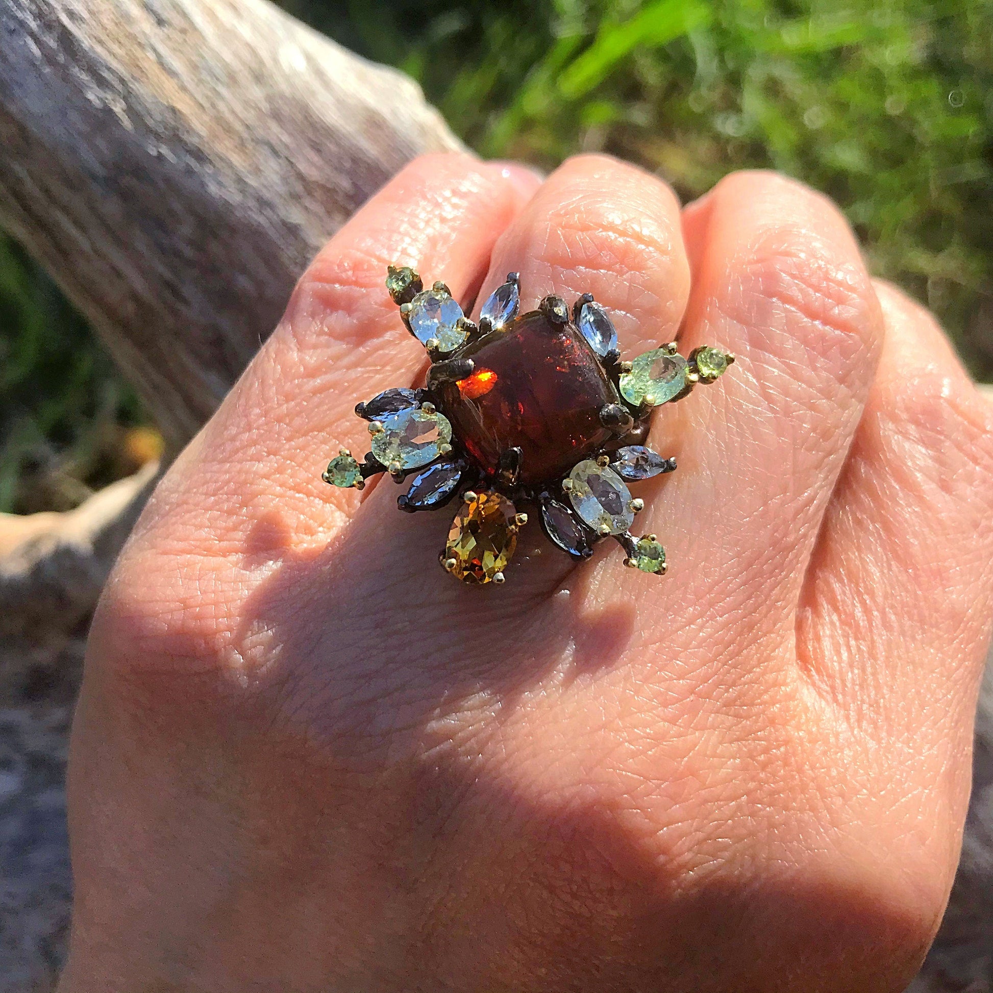 Handmade sterling silver Amber Topaz citrine ring 6 Colors Of Etnika