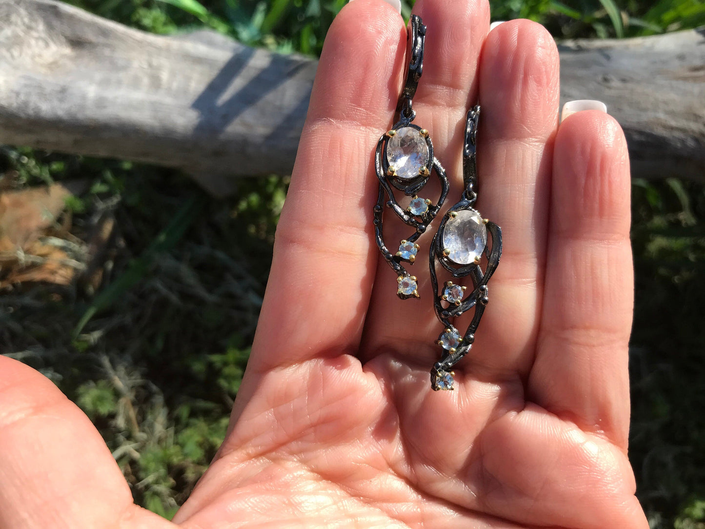 sterling silver statement rutilated quartz topaz  dangle earrings Colors Of Etnika