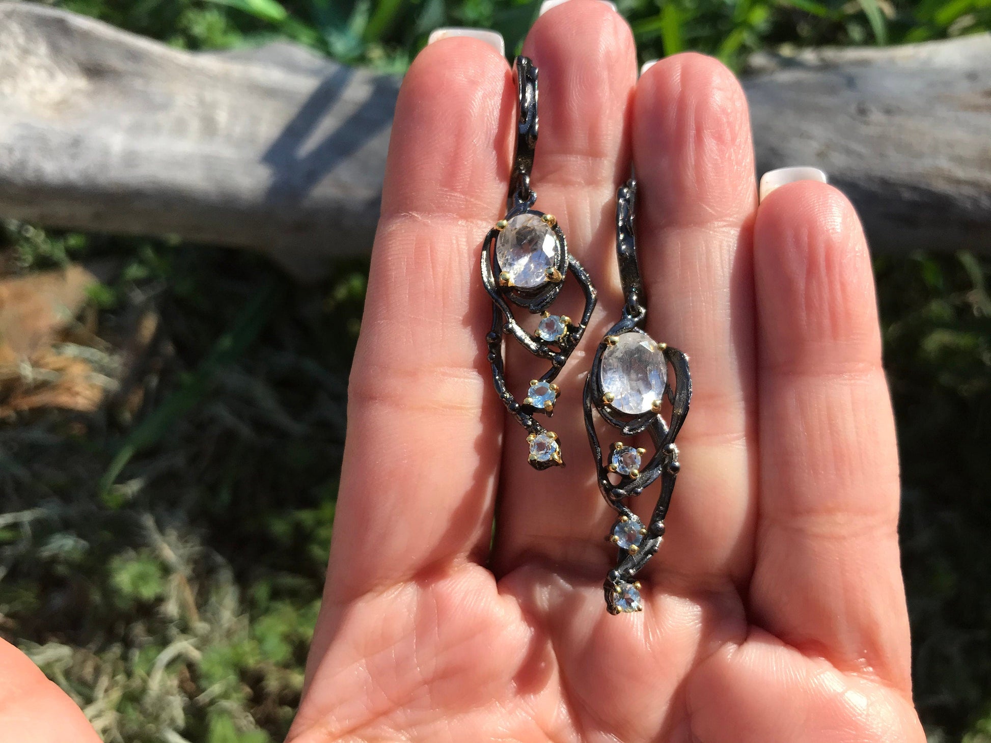 sterling silver statement rutilated quartz topaz  dangle earrings Colors Of Etnika