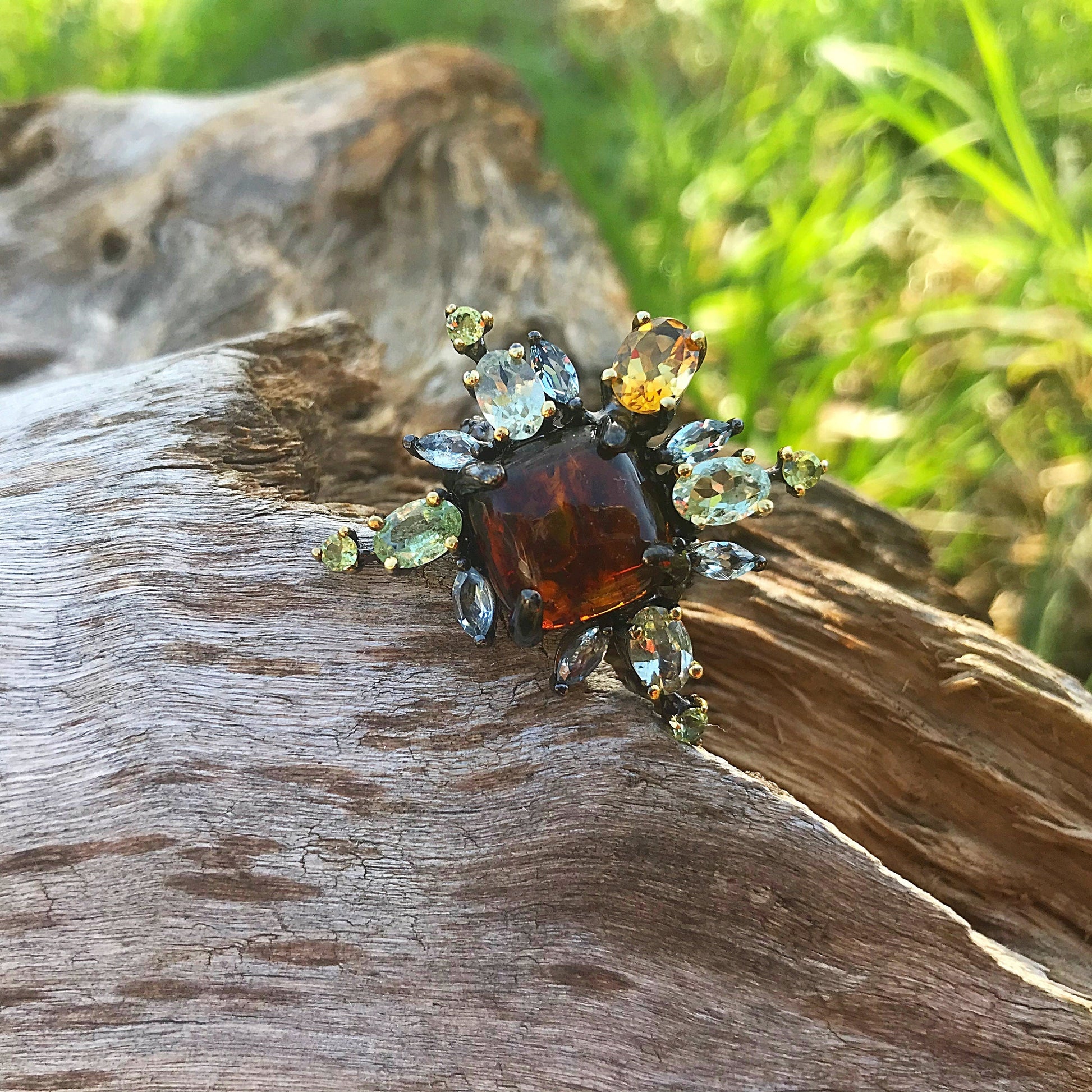 Handmade sterling silver Amber Topaz citrine ring 6 Colors Of Etnika