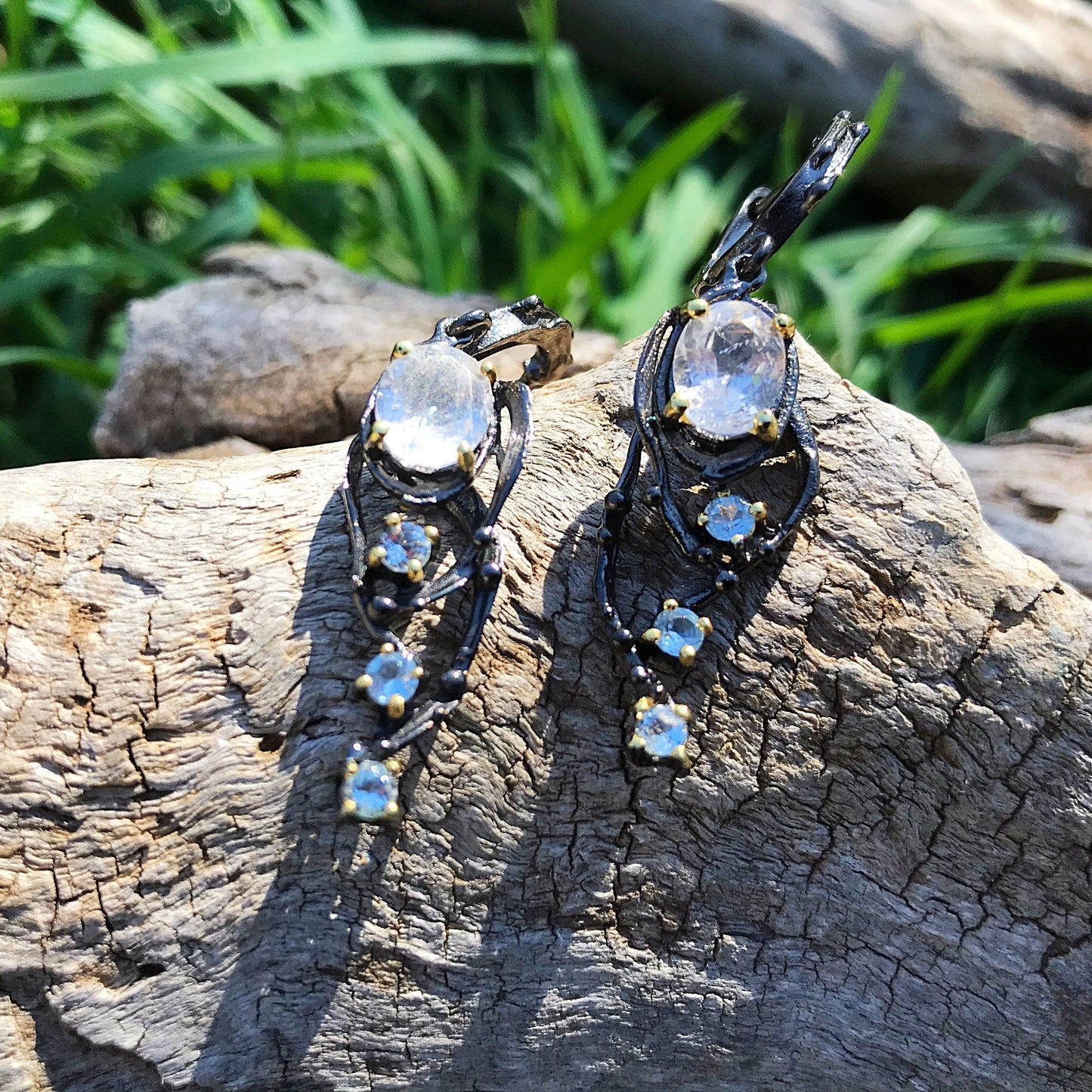 sterling silver statement rutilated quartz topaz  dangle earrings Colors Of Etnika