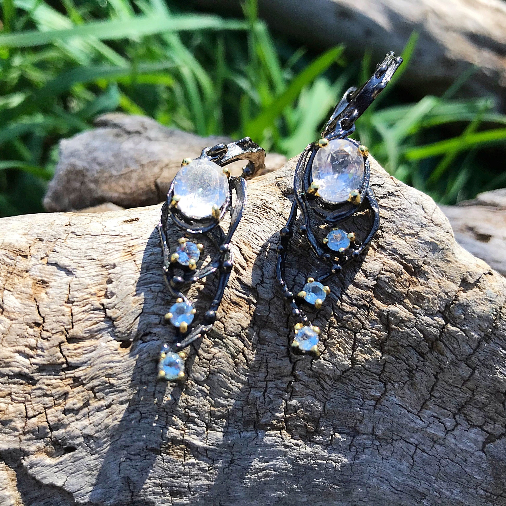sterling silver statement rutilated quartz topaz  dangle earrings Colors Of Etnika