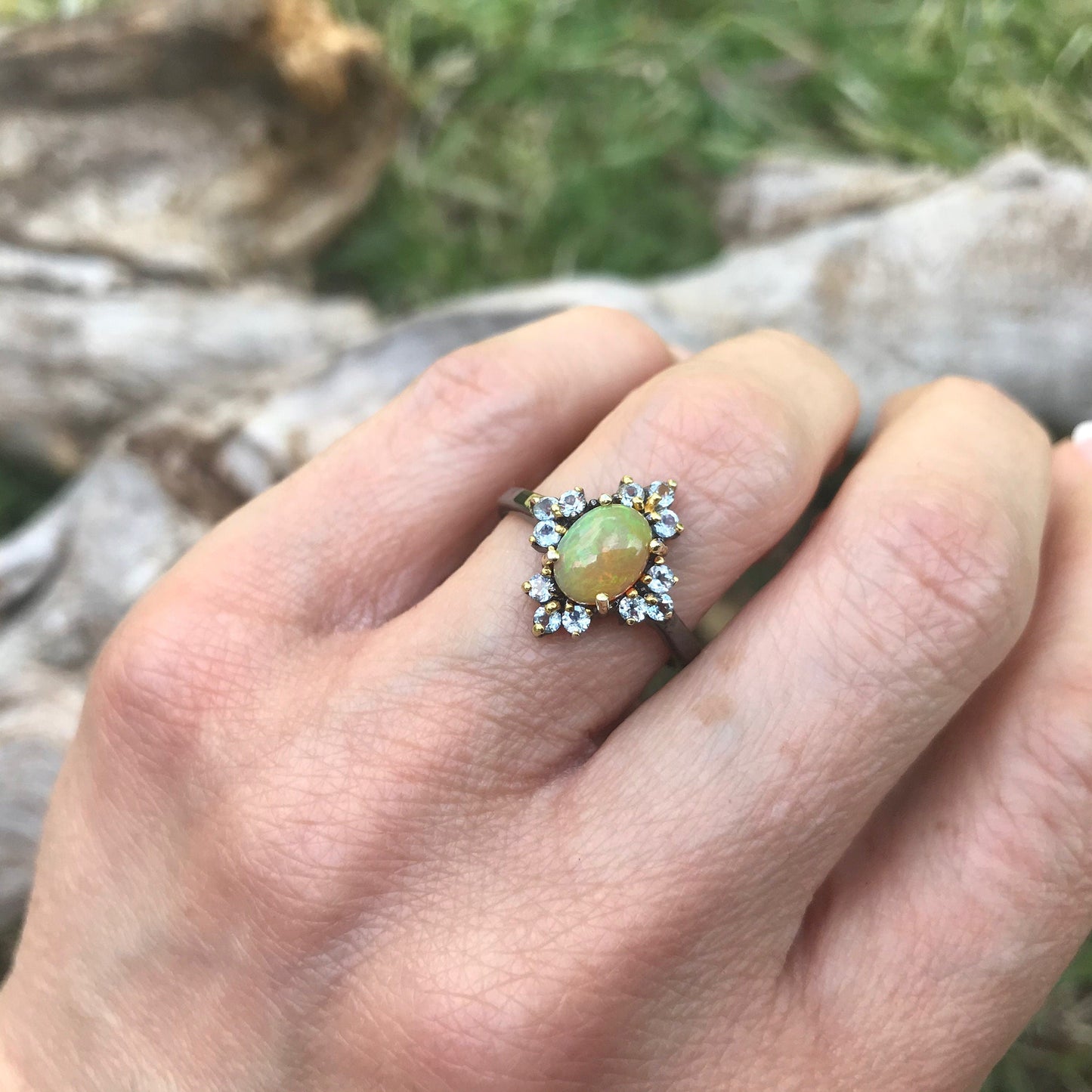Sterling Silver rainbow Opal topaz ring 8 Colors Of Etnika