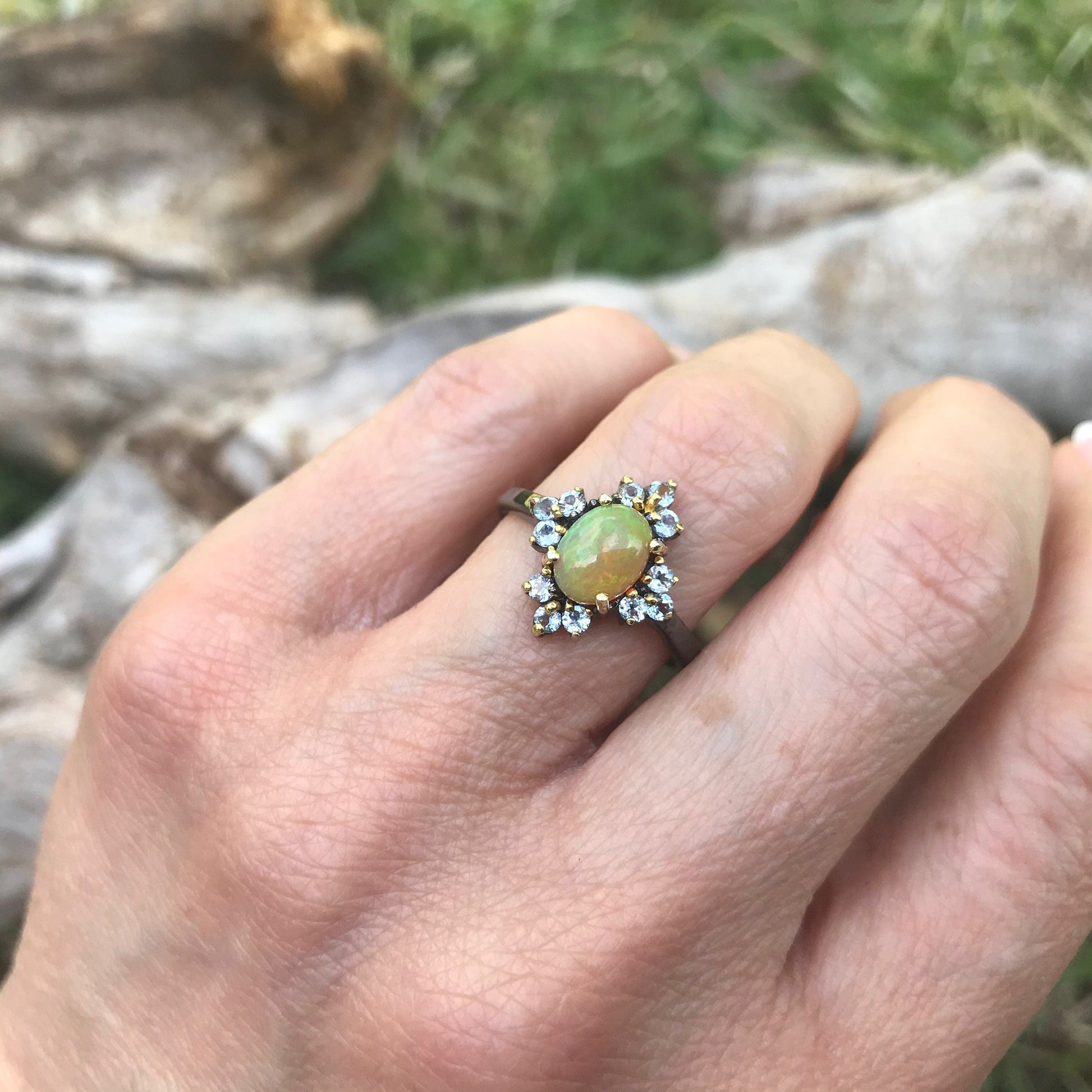 Sterling Silver rainbow Opal topaz ring 8 Colors Of Etnika