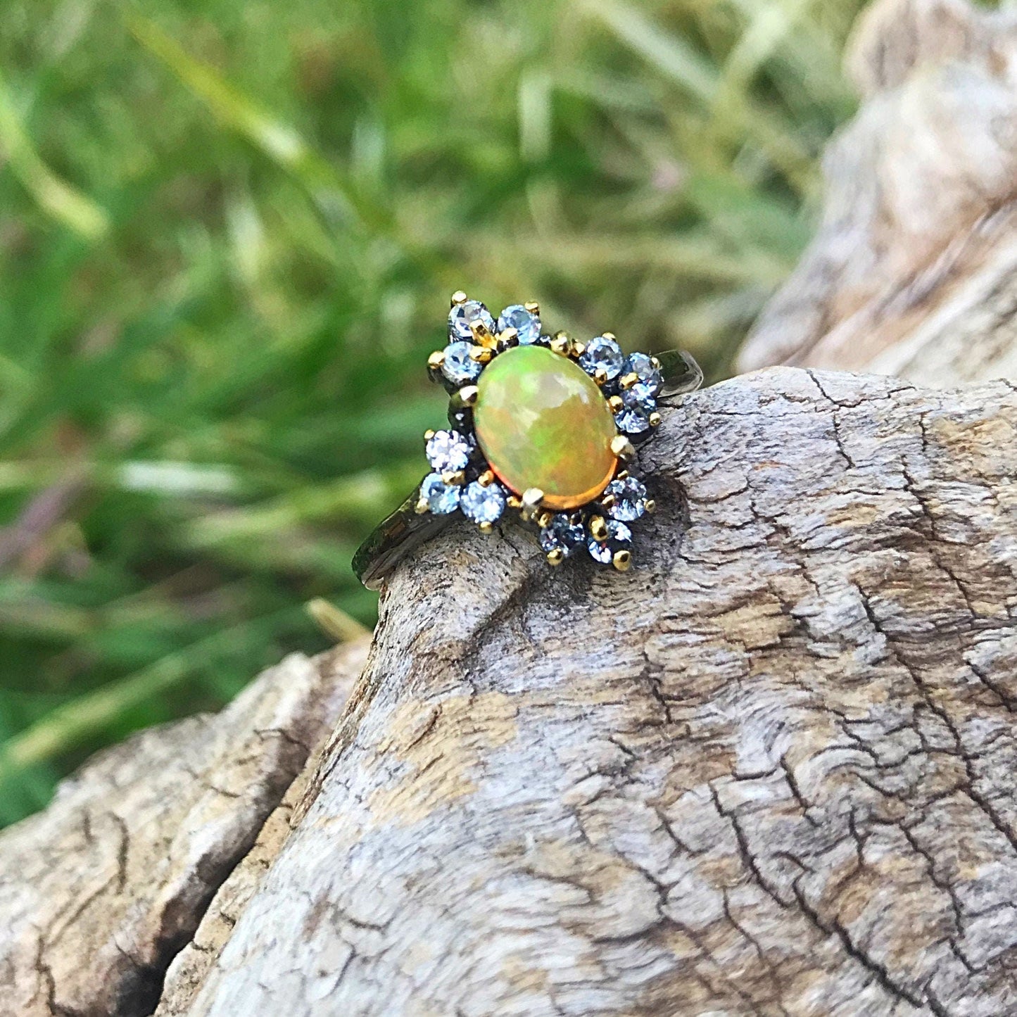 Sterling Silver rainbow Opal topaz ring 8 Colors Of Etnika