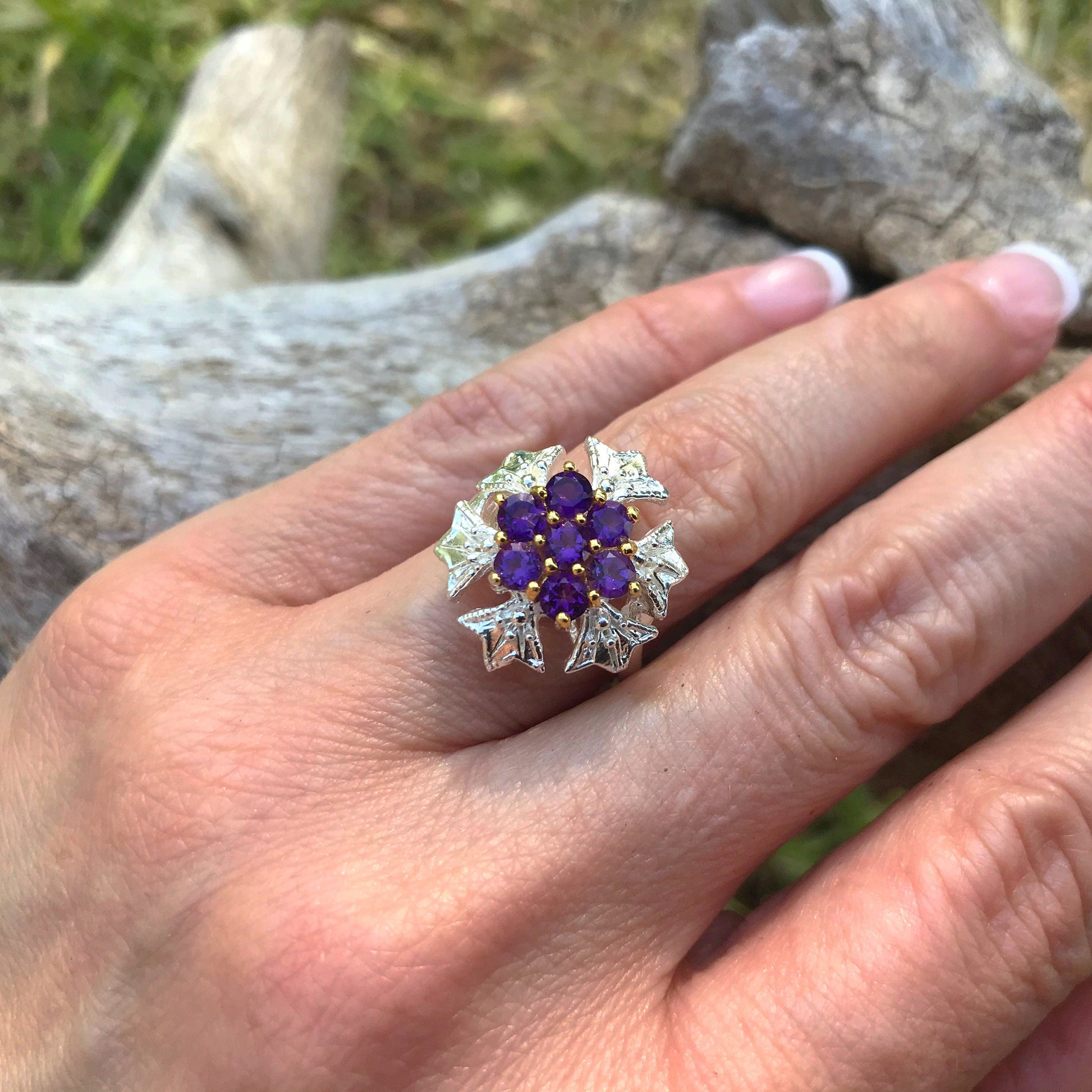 Sterling Silver Amethyst ring 7 Colors Of Etnika