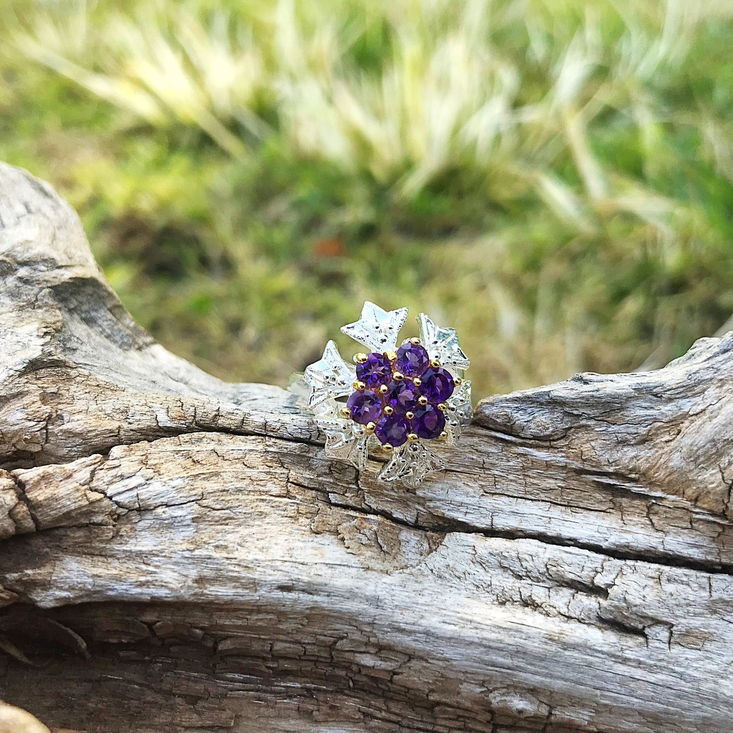 Sterling Silver Amethyst ring 7 Colors Of Etnika