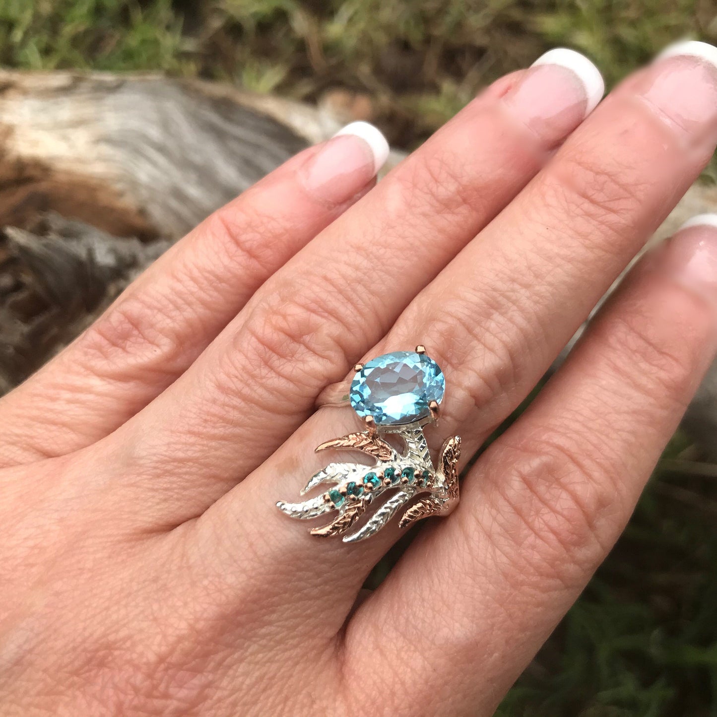 Sterling Silver blue topaz ring handmade 8 Colors Of Etnika