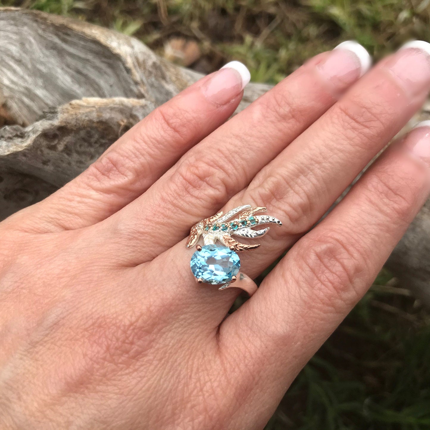 Sterling Silver blue topaz ring handmade 8 Colors Of Etnika
