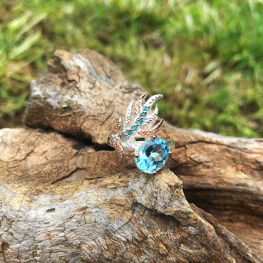 Sterling Silver blue topaz ring handmade 8