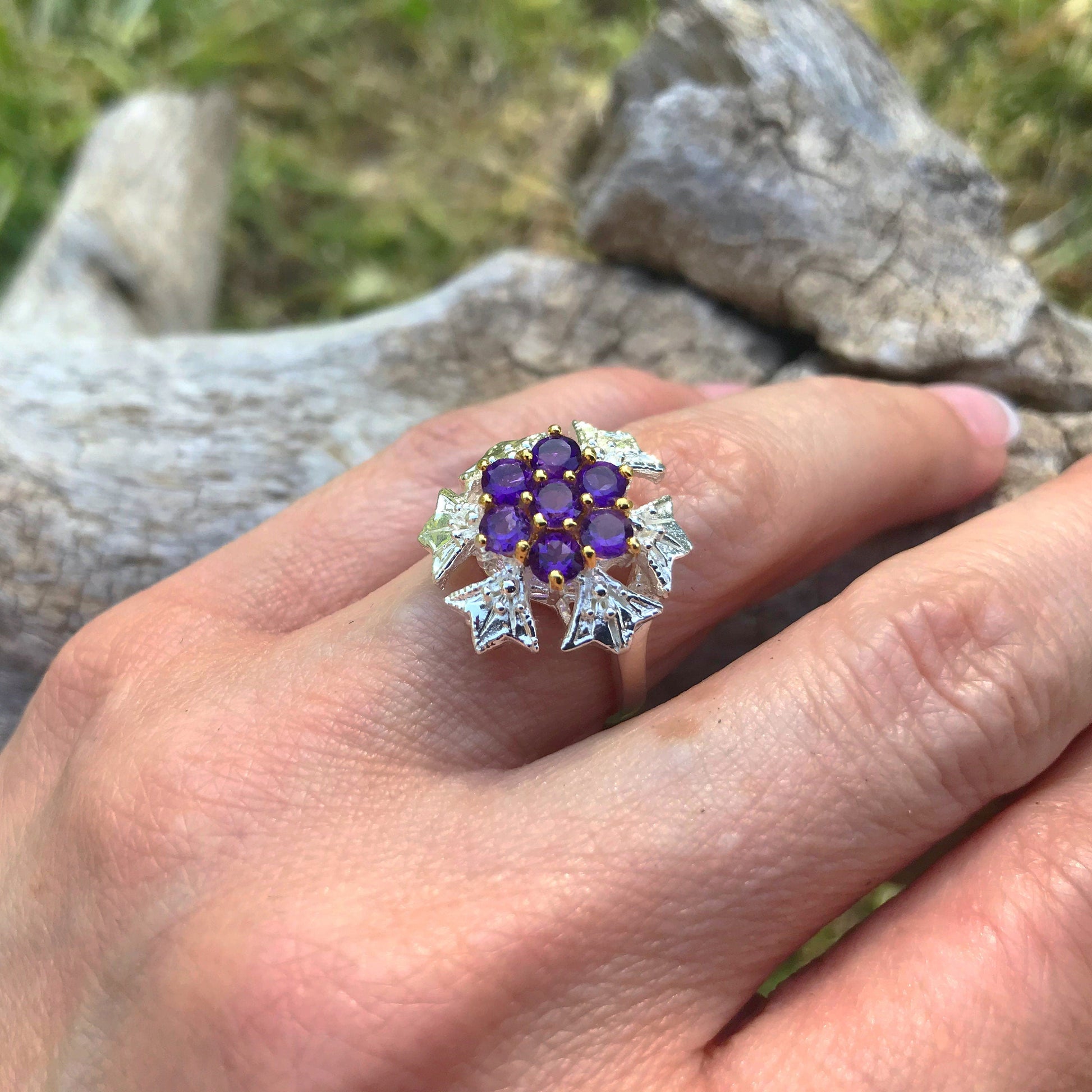 Sterling Silver Amethyst ring 7 Colors Of Etnika