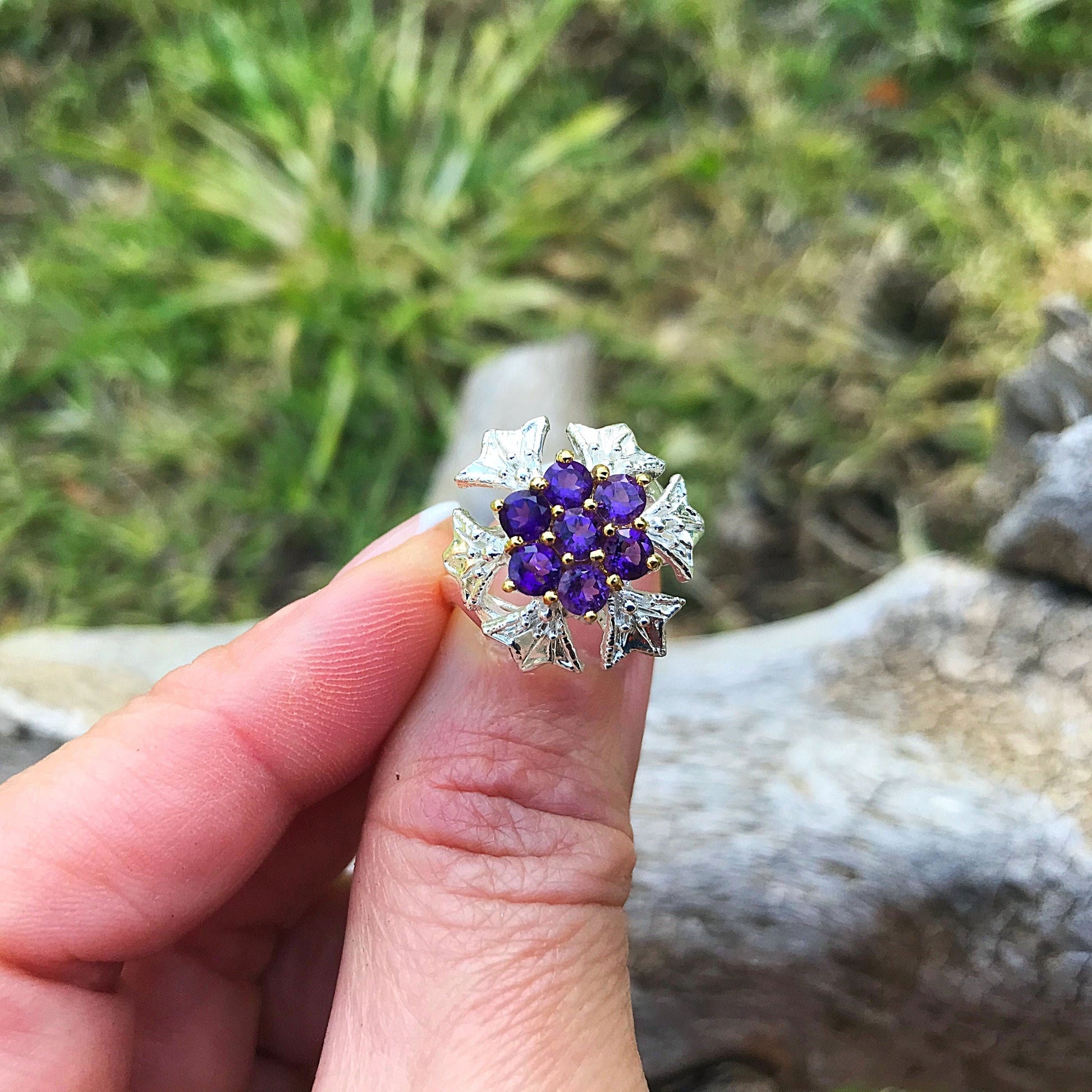 Sterling Silver Amethyst ring 7 Colors Of Etnika