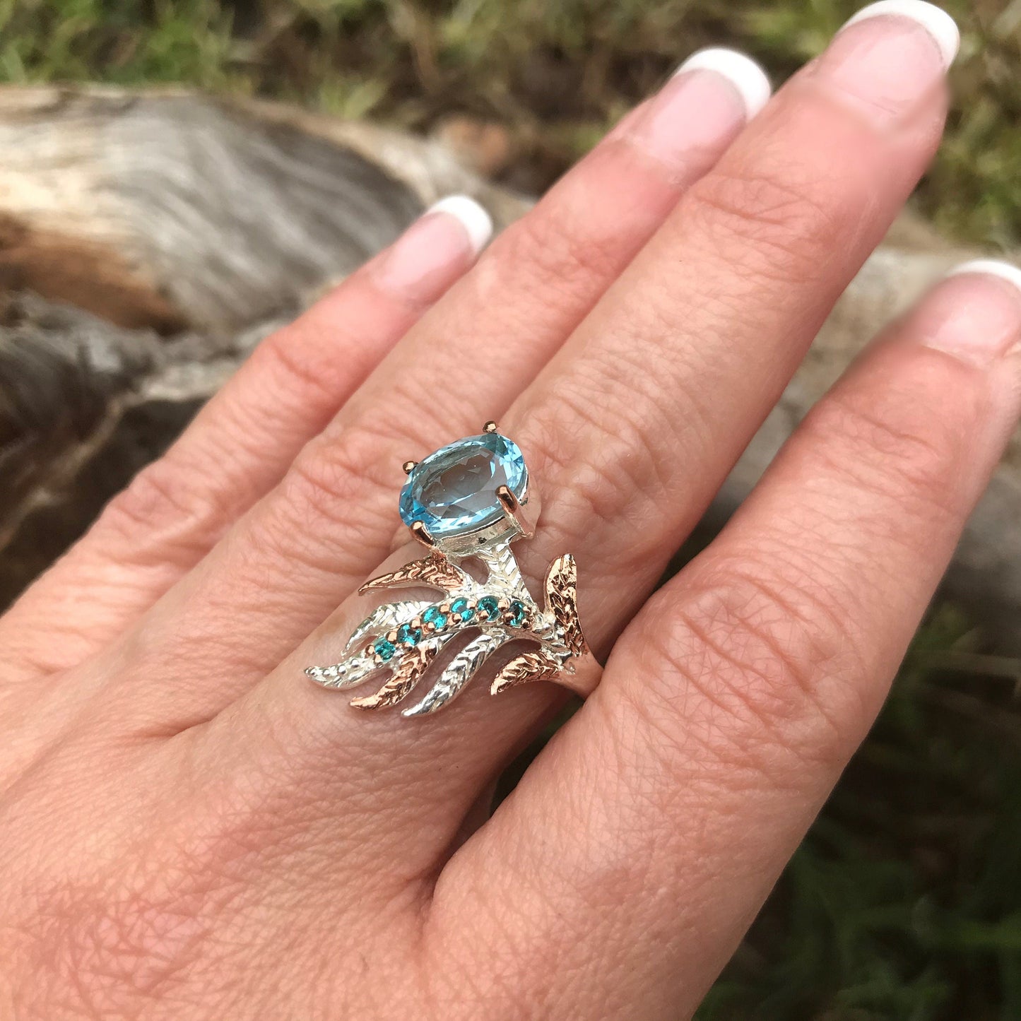 Sterling Silver blue topaz ring handmade 8 Colors Of Etnika