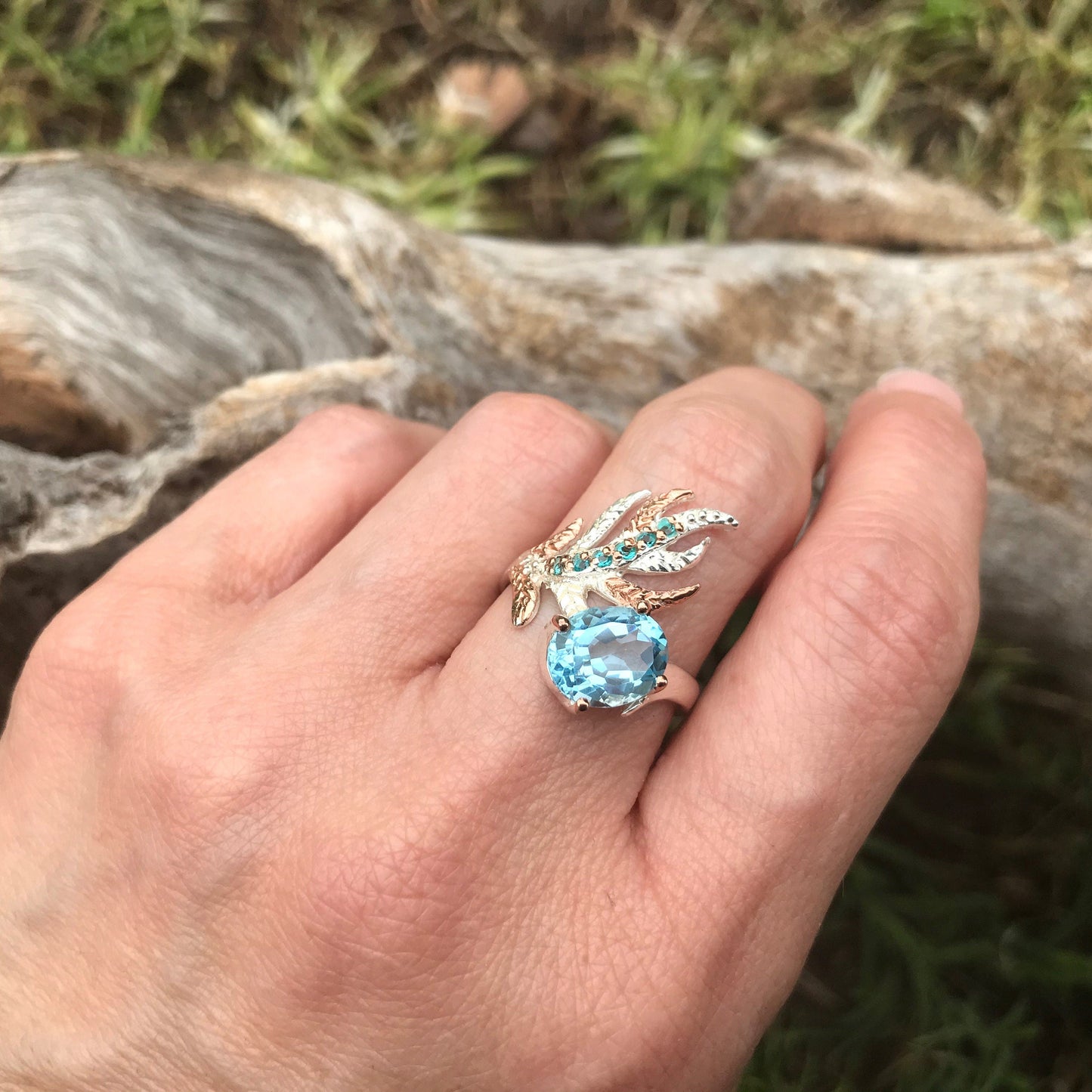 Sterling Silver blue topaz ring handmade 8 Colors Of Etnika