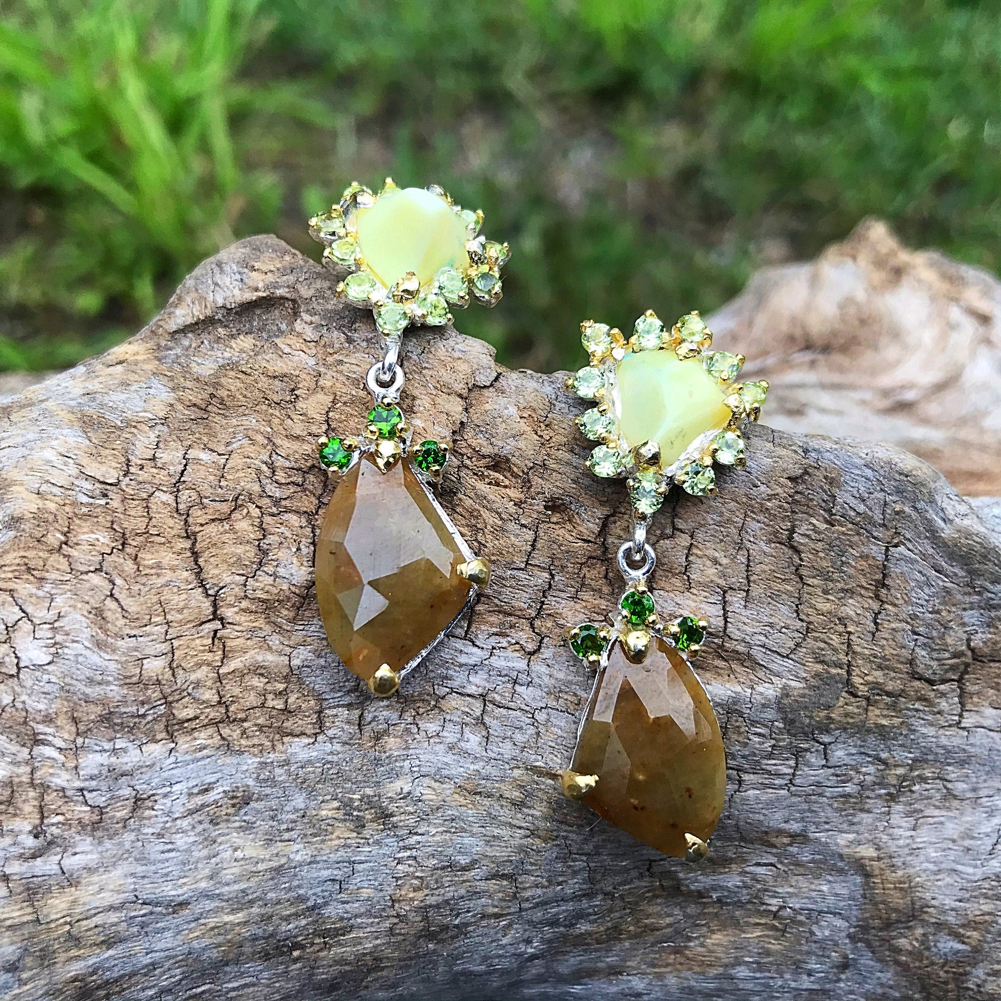 Sterling silver yellow sapphire statement earrings Colors Of Etnika