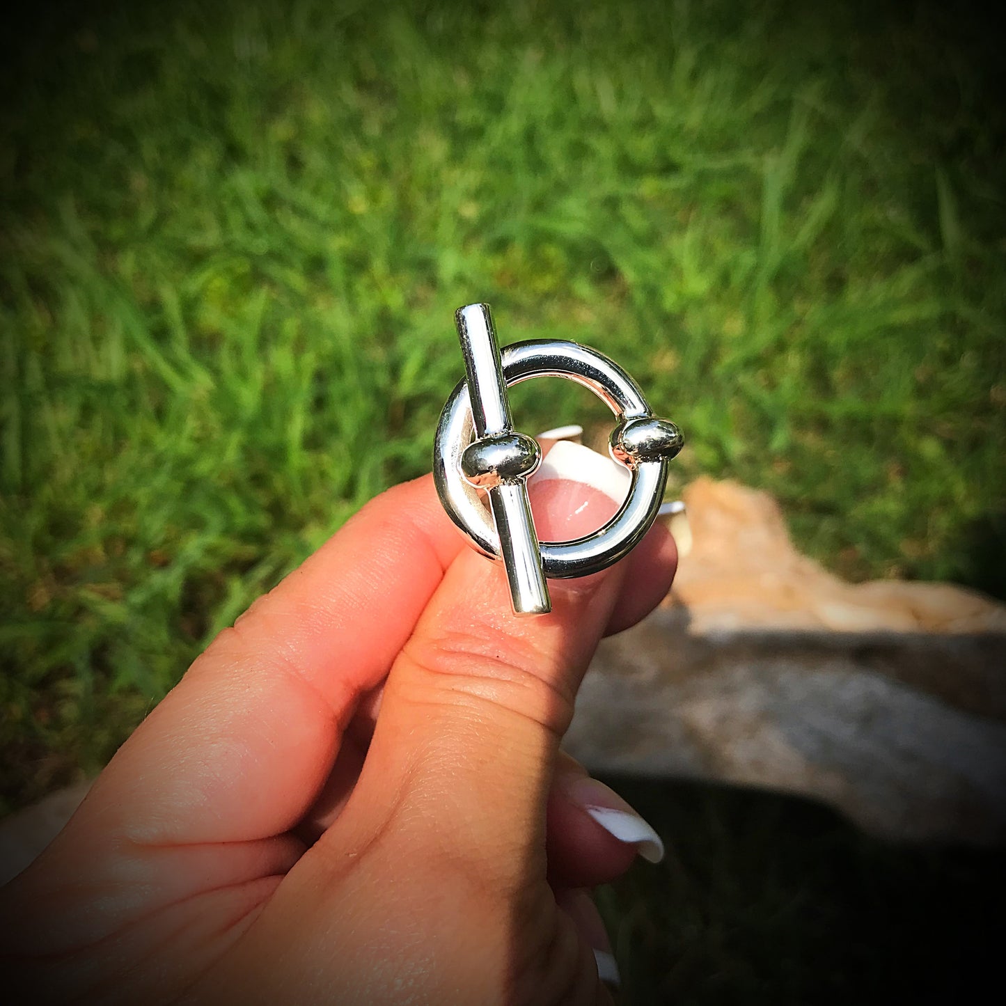 Sterling Silver Modernist buckle oversize  Statement Ring