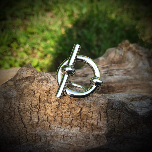 Sterling Silver Modernist buckle oversize  Statement Ring