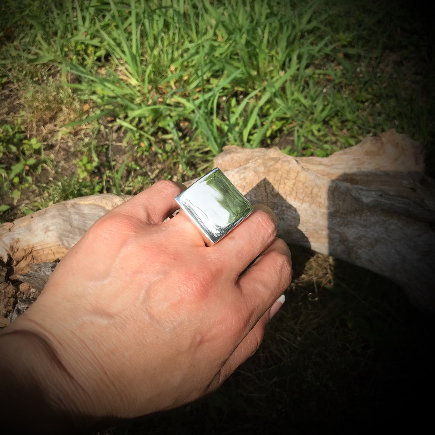 Sterling Silver Modernist square oversize  Statement Ring 6 last one