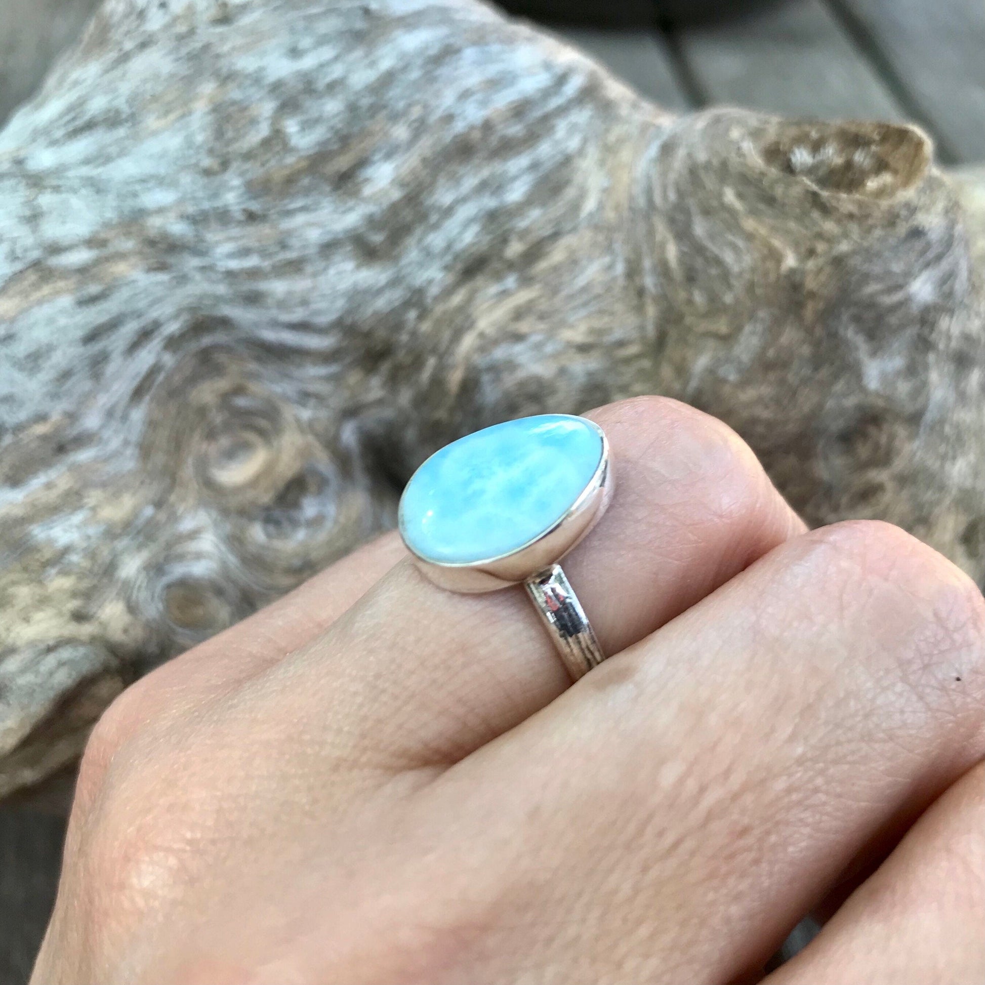 Sterling Silver Larimar Artisan handmade ring 7 Colors Of Etnika