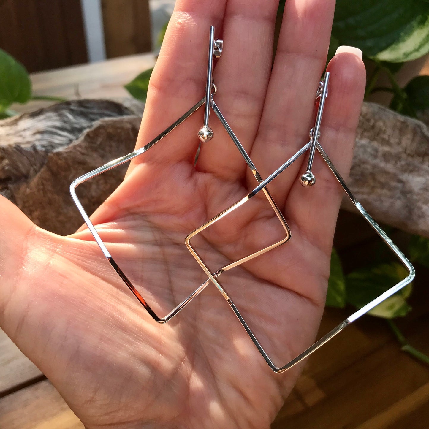 sterling silver Modernist polish Oversize Earrings