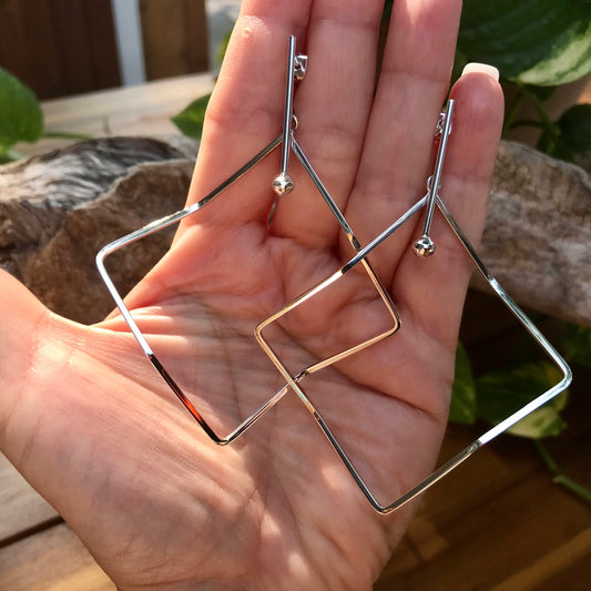 sterling silver Modernist polish Oversize Earrings