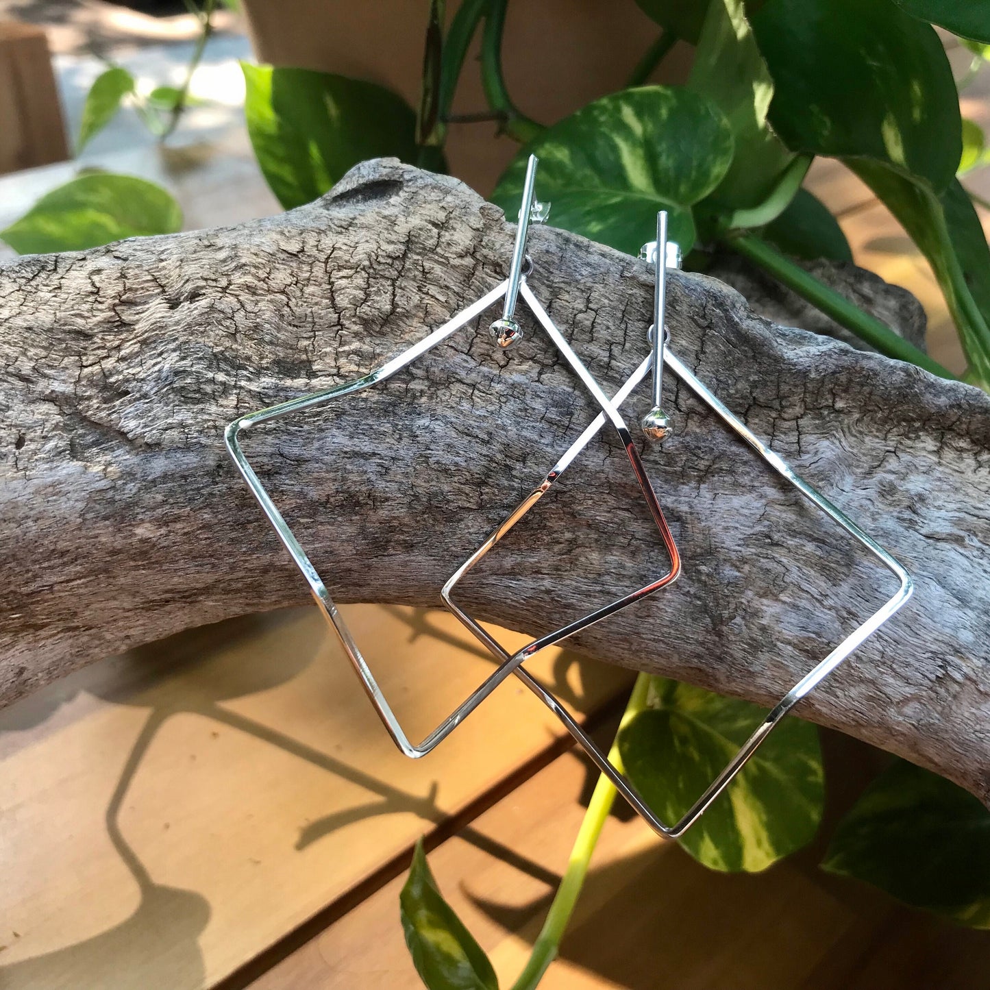 sterling silver Modernist polish Oversize Earrings