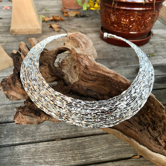 Sterling silver Abstract Choker Modernist necklace collar