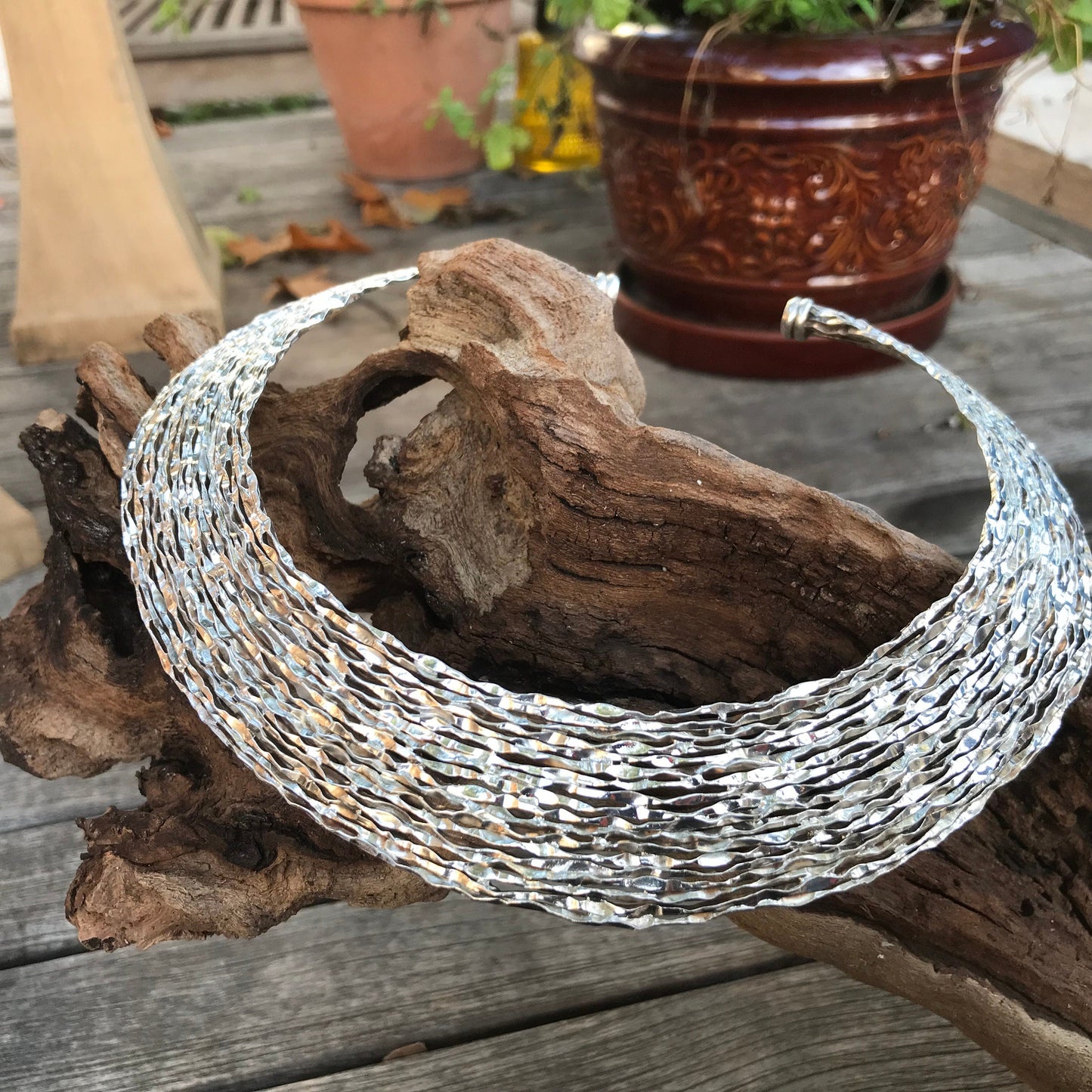 Sterling silver Abstract Choker Modernist necklace collar Colors Of Etnika