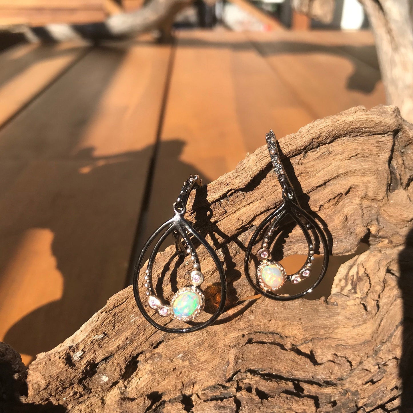 Sterling Silver Natural Fire opal dangle earrings Colors Of Etnika