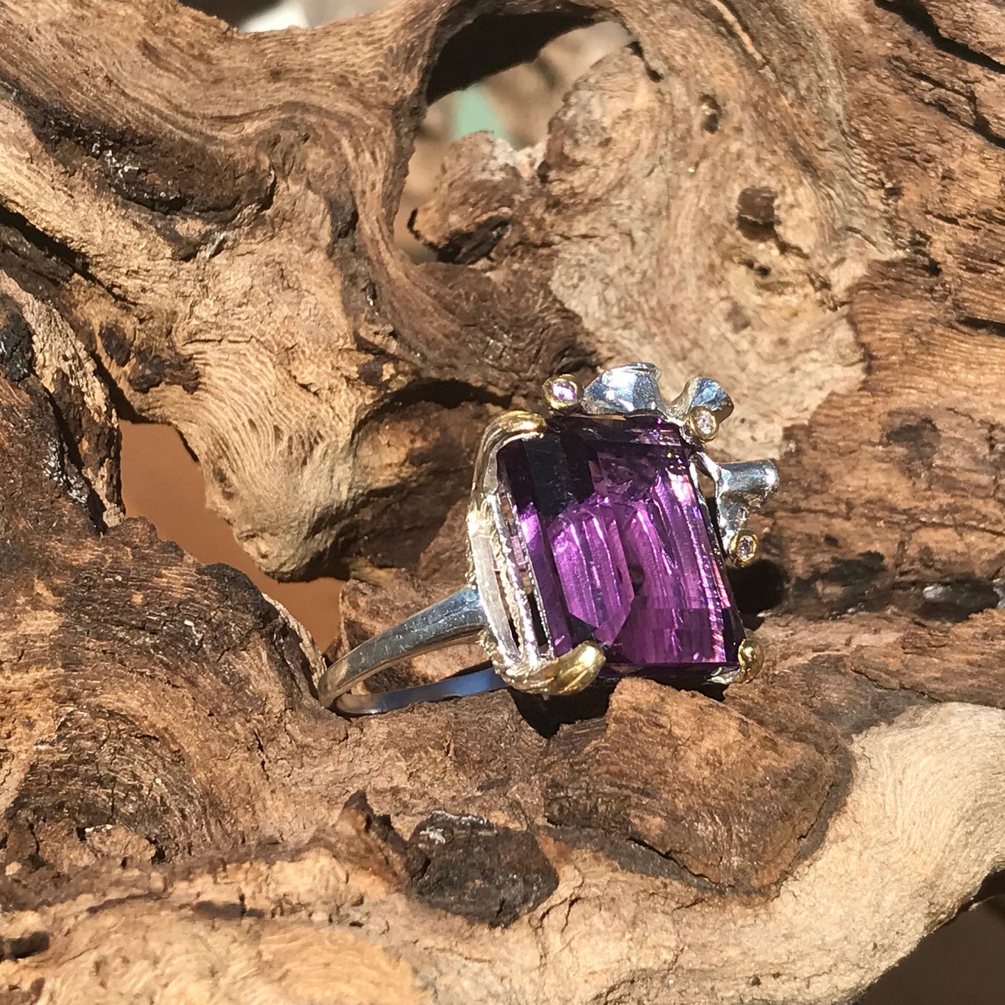 Sterling silver modernist amethyst ring 9 Colors Of Etnika