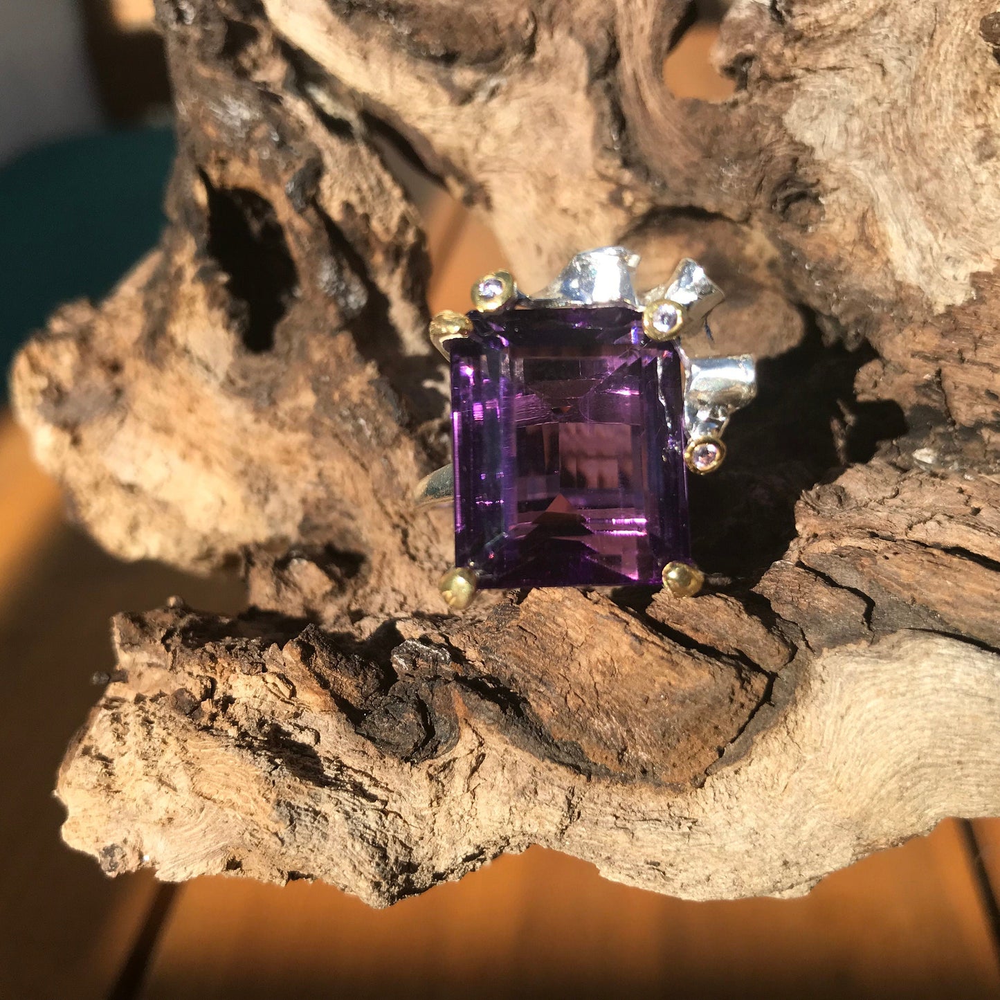 Sterling silver modernist amethyst ring 9 Colors Of Etnika