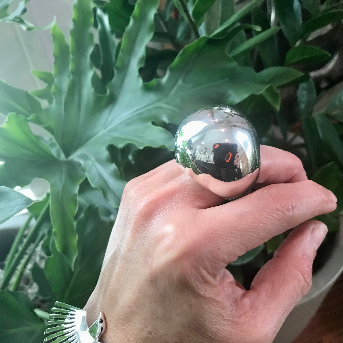 Sterling Silver Modernist Abstract oversize dome Statement Ring 7 8 9 10