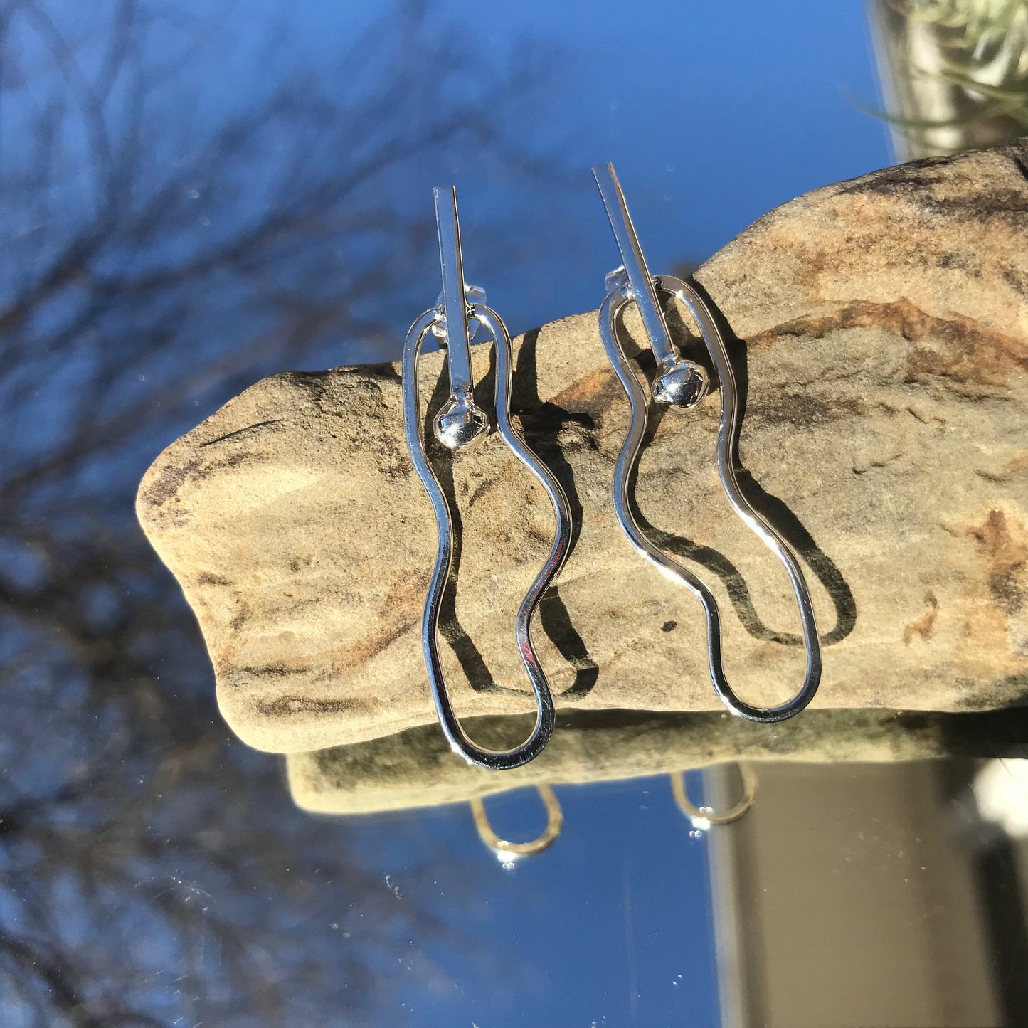 sterling silver Modernist polish Medium  Earrings Colors Of Etnika