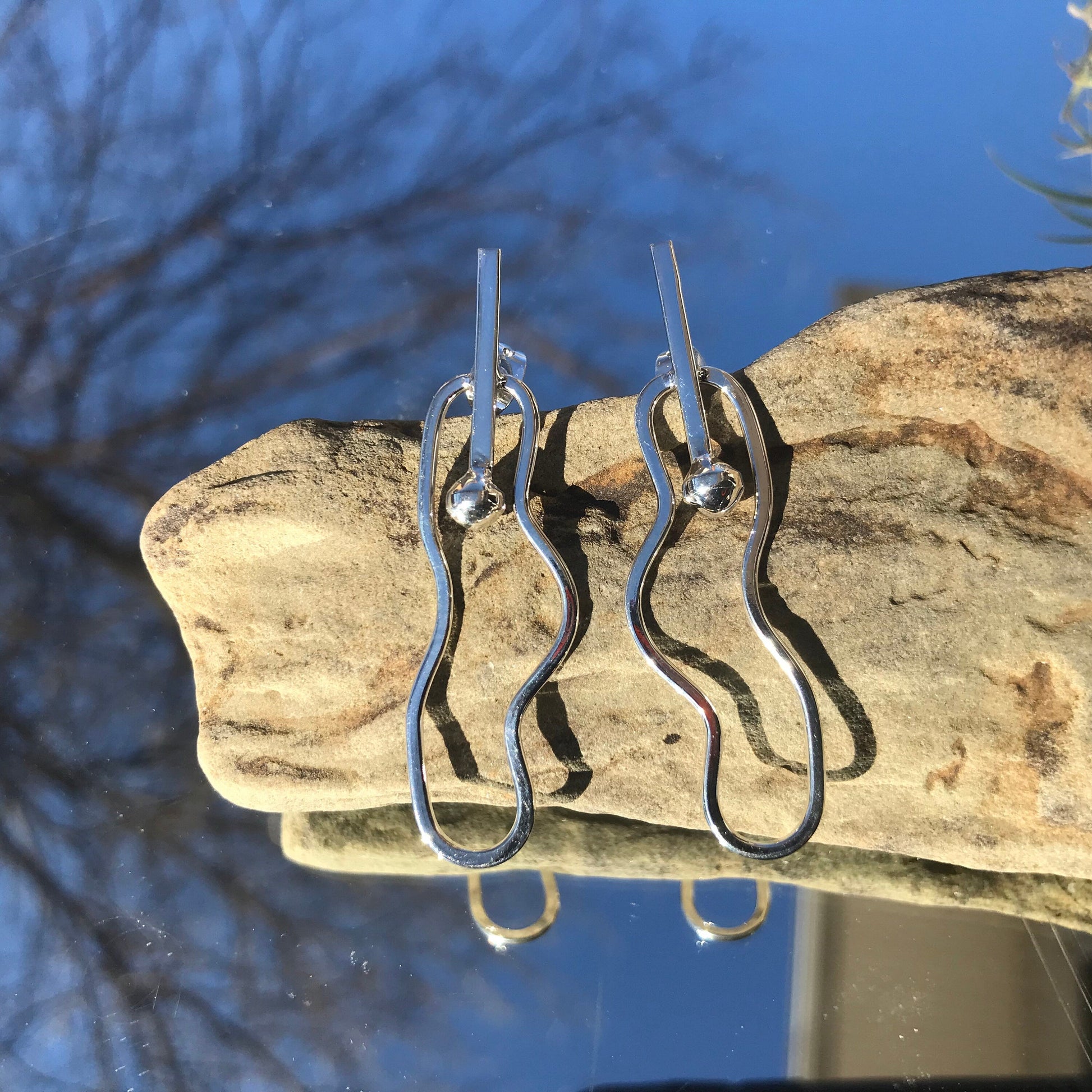 sterling silver Modernist polish Medium  Earrings Colors Of Etnika