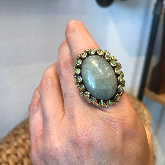sterling silver statement Aquamarine huge oversize ring 7